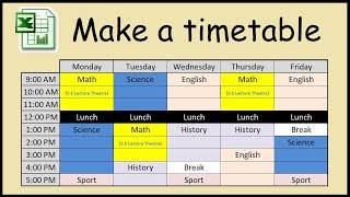 How to make a timetable in Excel [upl. by Penelopa]