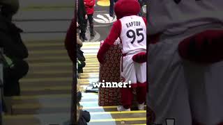 raptors mascot drops TV won by fan 🏀 [upl. by Pavia]