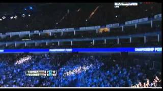 Barclays  ATP World Tour Finals 2011  Final  Federer defeats Tsonga Last game 3º set [upl. by Salohcin]