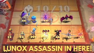 LUNOX 3 SINERGI AKTIF  ASSASSIN ASTRO ELEMENTALIST  CHOU SKILL 2 MAGIC CHESS [upl. by Sucam]