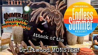 Driftwood Monster Attack  Dockside Inn amp Suites THEMED LOBBY  HHN 33  Halloween Horror Nights [upl. by Atalante]