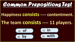 Use of Common Prepositions in English  Preposition Quiz  Preposition Test [upl. by Tunnell]